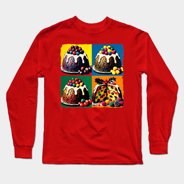 Pudding Pop: A Festive Explosion of Color - Christmas Pudding Long Sleeve T-Shirt by PawPopArt